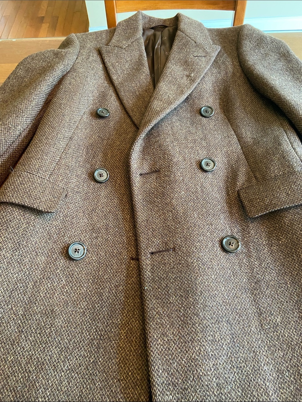 Hart Schaffner Marx Heavyweight Wool Tweed Duster with Full Satin Lining. M - Picture 4 of 13